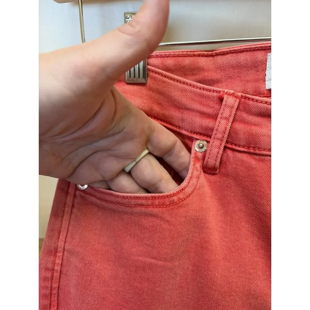 NWT Dear John Blaire Straight Leg Denim Jeans - Coral #0345 SZ 25
